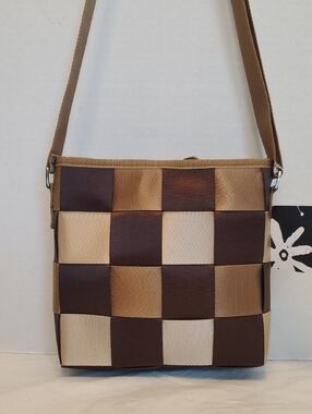 Checkerboard Woven Crossbody Bag